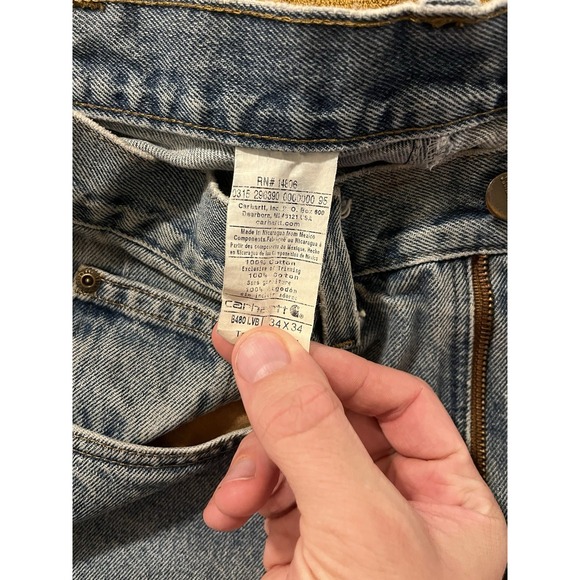 Carhartt Jeans - Blue Denim Work Wear Pants - Mens Durable Slacks - 34 x 34 - Picture 8 of 11